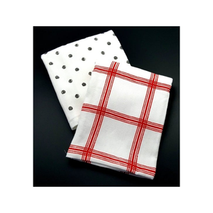 Serviette de cuisine durable à séchage rapide et résistant à la décoloration, tissu gaufré brodé à carreaux rouges écologiques 100% coton de qualité supérieure - Product Image 2