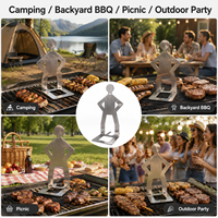 Support de cuisson coréen créatif en forme humaine, figurines amusantes en acier inoxydable pour brochettes de saucisses, idéal pour les fêtes de jardin et les barbecues