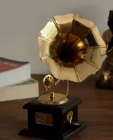 Antique Gramophone Music Decorative Indian Musical Instrument Brass & Wooden Handcrafted Showpiece for Home Decor New Item