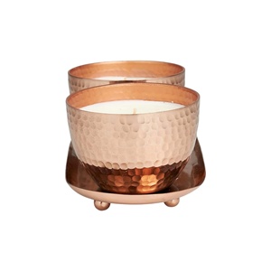 Bougie en pot martelé en métal élégant avec plateau pour mariage à la maison et décoration lumineuse de festivals au meilleur prix - Product Image 3