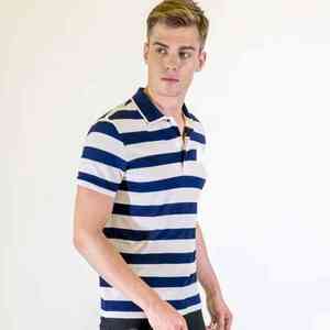 Logo personnalisé décontracté Slim affaires rayé polo pour hommes Bur Berry 100% coton respirant bouton de jogging à manches longues - Product Image 5