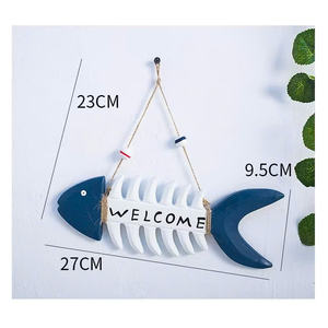 Décoration murale artisanale en bois, squelette de poisson de grande taille, dégradés bleus artistiques, corde, décoration rustique parfaite pour la maison et les intérieurs de café - Product Image 3