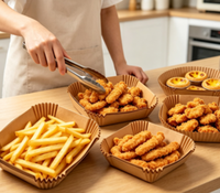 Feuilles de papier sulfurisé jetables pour friteuse à air, antiadhésives, de qualité alimentaire, absorbantes pour four et micro-ondes