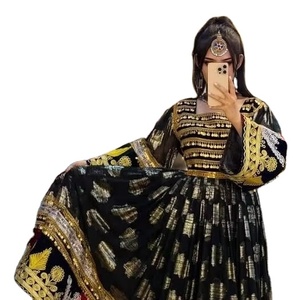 Nuevo vestido largo personalizado de manga larga con bordado completo, tela de seda pura, vestido afgano de baile Banjara - Product Image 1