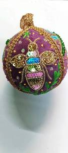 Adorno Navideño Moderno de Acrílico con Cuentas Hechas a Mano, Estampado en Bloque, Relicario, Medalla y Corazón Dorado con Cuentas Hechas a Mano, Colgante Móvil - Product Image 2