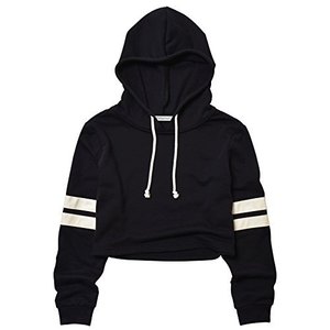 Sweat à capuche court en coton pour femmes col à capuche en tissu tricoté uni teint pour adolescents hiver et printemps - Product Image 4