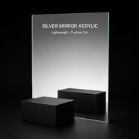 Plaque acrylique miroir argentée légère, panneau PMMA réfléchissant, découpe sur mesure pour décorations murales, enseignes, présentoirs et projets créatifs