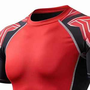 Wholesale Sportswear Custom <b>Men's</b> Gym Compression Short New Design Breathable Fitness <b>Rash</b> <b>Guard</b> Sets - Product Image 3