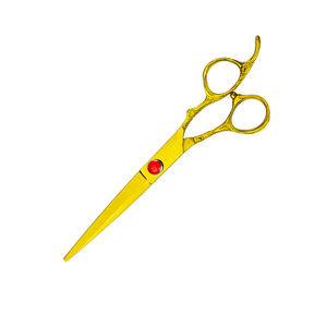 Vente en gros de ciseaux de coiffeur en or, lame tranchante, ciseaux de coupe de cheveux en acier inoxydable avec vis fantaisie et étui en cuir - Product Image 4