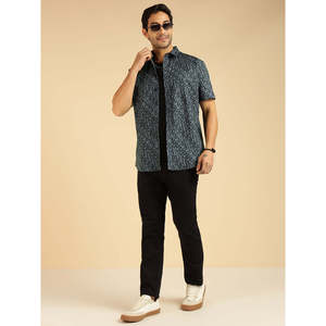 Camisa Casual de Manga Corta para Hombre Amanush con Estampado Alfabético, Cuello Clásico, Estilo Popelina Tejida para Verano - Product Image 6