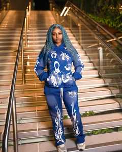 Ropa de calle Jogging sudaderas con capucha personalizar impresión gráfica Logo Fitness deportes y pantalones de chándal hombres cordón chándal conjunto hombres - Product Image 1