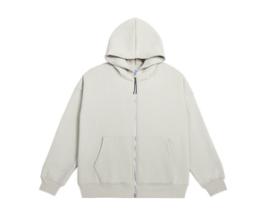 Personalizado 100% algodón en blanco de gran tamaño pulóver pesado de lujo de cara completa con cremallera sudaderas con capucha para hombres - Product Image 5