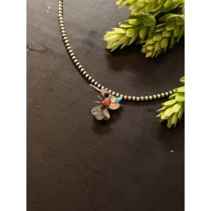 Pendentif/Épingle Zuni fait main en argent sterling avec colibris et incrustations multi-pierres, style religieux, motif papillon, breloques pendentifs - Product Image 3
