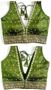 La blusa moderna tiene Zari, trabajo de hilo y trabajo hecho a mano Listo para la blusa Tiene un patrón abierto Froent y hermoso nudo de verano - Product Image 2