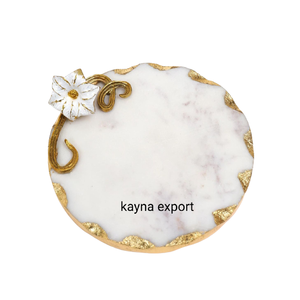 Nouveau sous-verre décoratif en marbre blanc, bord doré, tasse de TABLE, sous-verre - Product Image 6