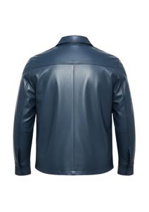 Veste en cuir véritable pour homme avec deux poches poitrine, boutonnée, décontractée, style streetwear - Product Image 3