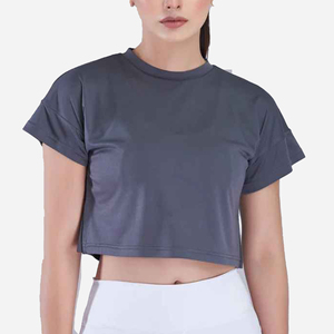 เสื้อครอปท็อปผู้หญิง NURAK SPORTS คอกลม แขนสั้น ลายเรียบ ผ้าฝ้าย 100% แห้งเร็ว ระบายอากาศดี เหมาะสำหรับฤดูร้อน ปรับแต่งได้ - Product Image 4