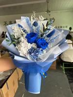 Bouquet de roses éternelles artisanales bleues, longue durée (3-5 ans), pour la Saint-Valentin, vente en gros