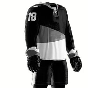 Ropa de equipo personalizada, suministro de fábrica, calidad superior, sublimación, uniformes de hockey sobre hielo, uniforme de hockey sobre hielo en blanco y negro - Product Image 4