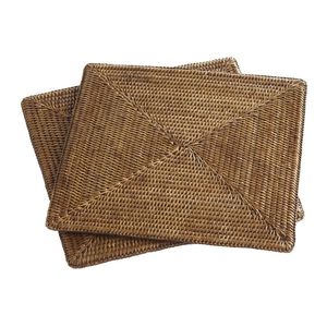 Meilleures ventes Artisanat écologique Set de dessous-de-plat en rotin brun Couleur naturelle Décoration de table Fait à la main - Product Image 1