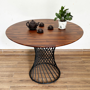 100cm Round <b>Table</b> BA68145 Melaleuca <b>Wood</b> with Round Iron Legs Kitchen & Living Room Furniture Assembled & <b>Extendable</b> - Product Image 3