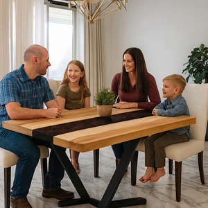 Living Room Luxury Handcrafted Epoxy Resin Rectangle Modern Waterproof Dining Table Acacia Wood Top Wedding <b>Gift</b> Customizable - Product Image 1