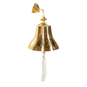 Grande cloche en laiton antique massif Cloche en laiton suspendue au mur Cloche de navires nautiques pour le dîner Noël et décorations - Product Image 1