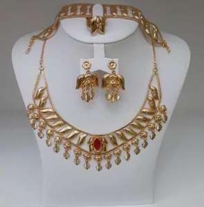 Classic 24K Gold Plated Vintage Fashion Copper <b>Set</b> Comoros Mayotte Necklace Earrings <b>Bangles</b> USA France Style Jewelry <b>Sets</b> - Product Image 5