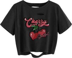 Chemise courte à la mode pour femmes haut court confortable à manches courtes pour salon d'entraînement voyage et vêtements de rue acheteurs de vêtements - Product Image 1