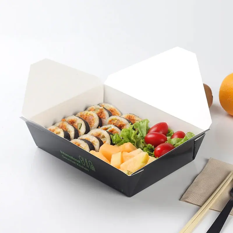 फिल्म सुशी से ढकी चीनी काली चमकदार सतह, अपने स्वयं के डिजाइन के साथ कस्टम आकार के बक्से ले जाएं