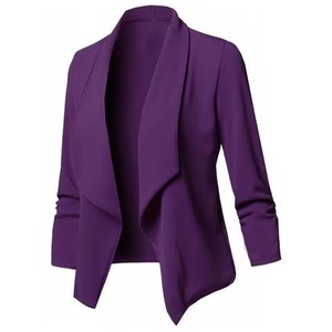 Modern Women Single Breasted Button 3D Woolen Anti-Wrinkle Blazer Coat Custom Logo Long Sleeve Tailored Fit Office <b>Suit</b> <b>Jacket</b> - Product Image 6