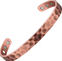 Bracelet magnétique en cuivre pur poli fait main pour femmes et hommes, 6 aimants puissants, design religieux traditionnel, mariage