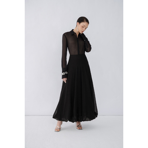 Vente chaude femmes jupes blanc et noir femmes jupes coquelicot jupe mi-longue tissu de haute qualité étiquettes personnalisées blanc Vietnam - Product Image 1