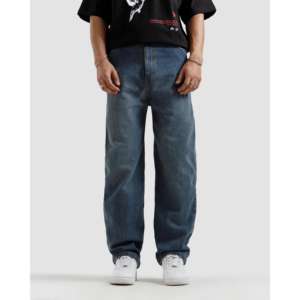 กางเกงยีนส์ทรงตรงสไตล์วินเทอร์วินเทจ ล้างสีแบบสโตนวอช ปักลายเทคนิคการถักแบบ Y2K ฮิปฮอป แต่งผ้าแบบแพทช์เวิร์ค สีเข้มและสีอ่อน - Product Image 1