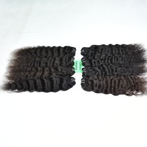 Extensiones de cabello humano indio ondulado rizado natural alineado con cutícula Virgen sin procesar 100% - Product Image 3