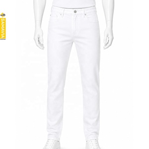 SAMAVIA Jeans de Mezclilla de Algodón Blanco para Hombre, Tela Elástica de Primera Calidad, Fabricante Mayorista OEM ODM - Product Image 1