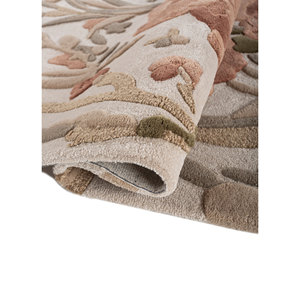 Tapis en laine et viscose tuftés à la main Nebulora Ivory, rectangulaires de 4 m, à rayures florales, pour couloir, salon, 10 mm de hauteur de poils, TOD-45011 - Product Image 2