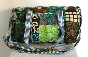 Bolsa de Viaje de Fin de Semana de Lujo Hecha a Mano, Verde Acolchada, Gran Capacidad, Duradera, de Algodón, para Gimnasio - Product Image 5