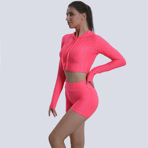 Women Sportswear 2 Piece <b>Set</b> Women Gym Fitness <b>Sets</b> Women Leggings Anti Cellulite Long Sleeve Crop Top <b>set</b> - Product Image 4