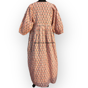 เดรสแม็กซี่ลายดอกไม้สไตล์อินเดียเดรสลำลองแขนยาวพิมพ์ลายสไตล์โบฮีเมียน - Product Image 6