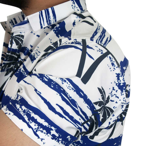 เสื้อฮาวายแขนสั้นสำหรับผู้ชาย, เสื้อถักทอพิมพ์ลายตัวหนาคอตั้งสวมใส่สบายสำหรับฤดูร้อน - Product Image 4