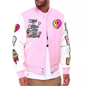 เสื้อแจ็กเก็ตขนสัตว์คุณภาพสูงสำหรับผู้ชายเสื้อแจ็กเก็ตแขนยาวหนังอบอุ่นปักโลโก้กำมะหยี่ตามสั่ง - Product Image 1