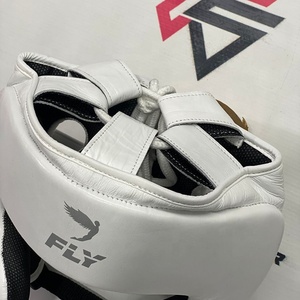 Genuine Cowhide Leather Open Face Laced Up Adjustable FLY White <b>Head</b> Gear Customized Protection Boxing Muay Thai <b>Head</b> Guard - Product Image 6