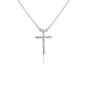 Best Selling product Of 100% Authentic Real Diamond Cross Necklace 18k Solid White Gold Jewelry For Woman Girls Unique Trendy