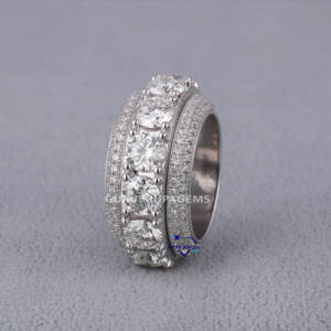 Venta caliente personalizado 925 plata esterlina corte redondo Moissanite diamante Hip Hop Iced Out Wedding Band anillo fino para mujeres - Product Image 2