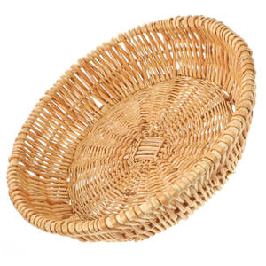 Elegante cuenco para servir comida de ratán de color crema, acabado marrón claro, perfecto para una elegante presentación de frutas y exhibición de comedor - Product Image 6