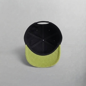 Gorra Snapback Bordada de 6 Paneles, Visera de Pana Verde Lima, Unisex, Casual, para Primavera/Verano, Ajuste Adulto, Estilo Urbano, Dos Tonos - Product Image 5