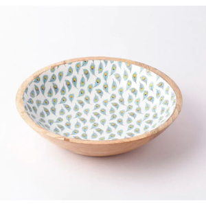 Bol à nourriture en bois imprimé unique de forme ronde idéal pour la vaisselle à la maison et à l'hôtel servant de la vaisselle à salade d'Inde - Product Image 5