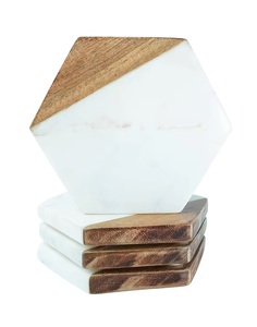 Dessous de verre classiques écologiques faits à la main en bois de pierre et résine époxy Tapis de boisson durables 2 pièces pour cuisine ou bar - Product Image 4