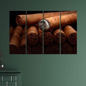 Impresión en Lienzo de Salón de Cigarros Rústico, Elegante Obra de Arte de Tabaco para Decoración, Juego de 4 Lienzos - Product Image 1